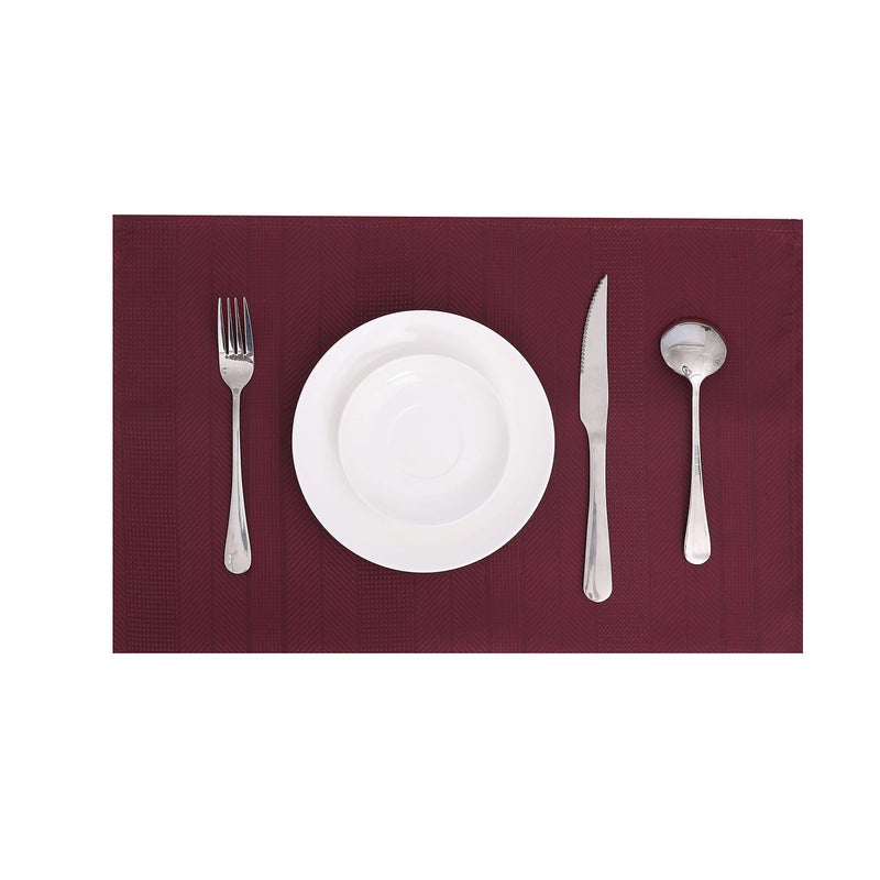 Randall Waffle Stripe Placemats 4pcs Set Heat Insulated Resistant Spot Clean Machine Washable, Soft and Durable for Kitchen Dining Office Farmhouse (12''Ã—18'', Wine Red) - Image 1
